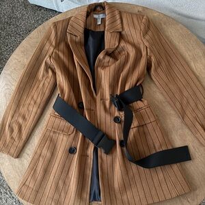 ASOS Tan Striped Blazer with Black Belt